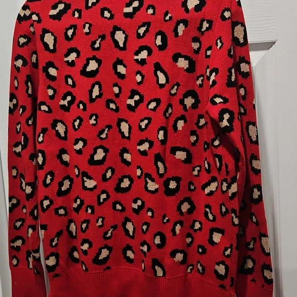 Charter Club Red Leopard Print Sweater - Picture 7 of 12